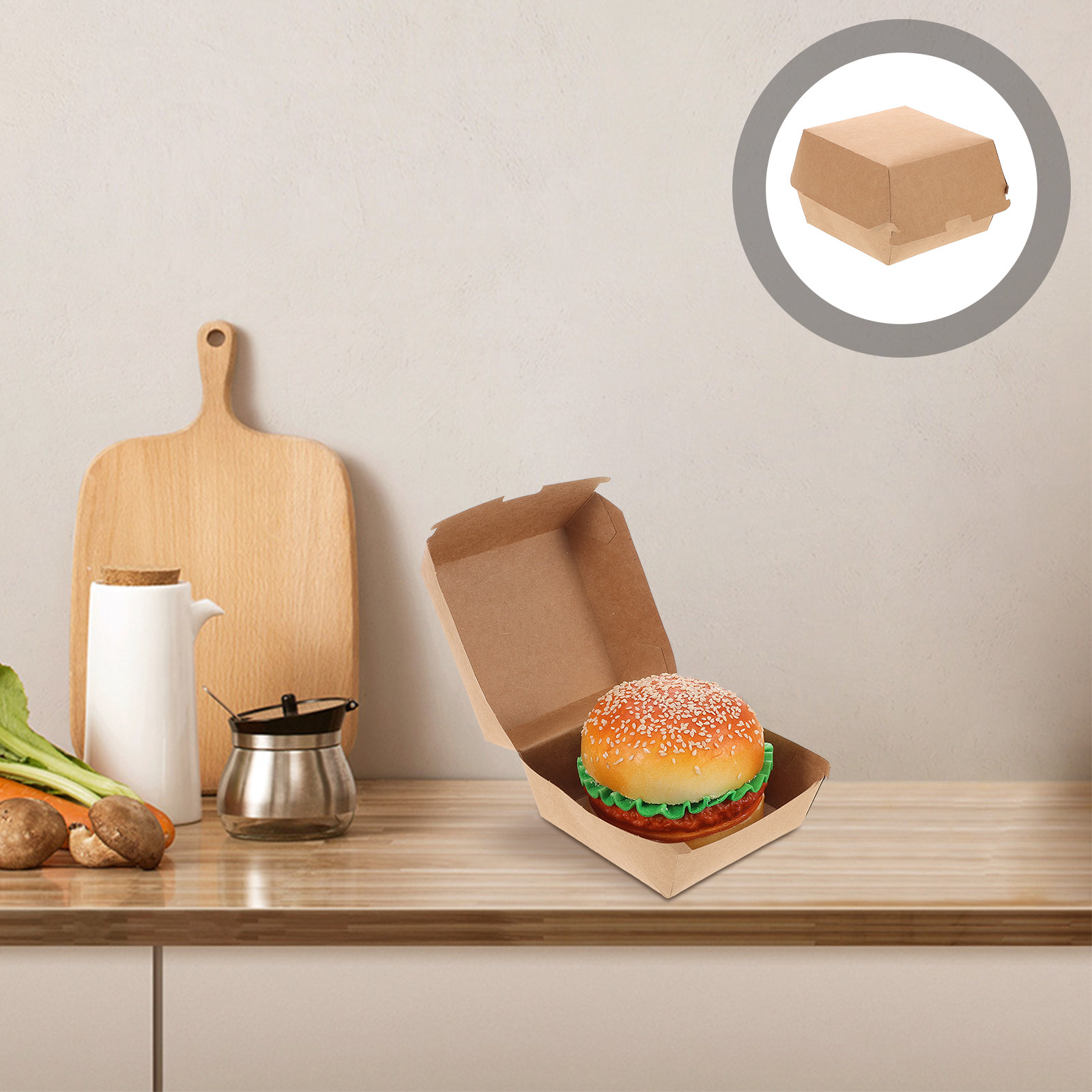 Kraft Paper Box - 30 Buah Kotak Burger Kertas Kraft