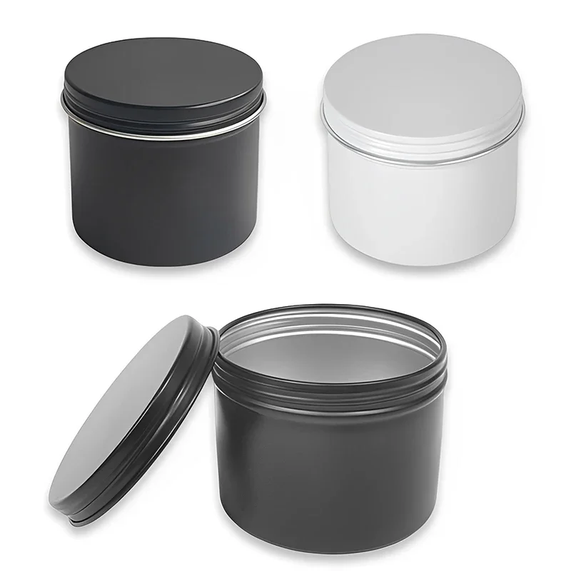 Black Tin Candle - Kaleng kaleng aluminium bulat hitam putih,