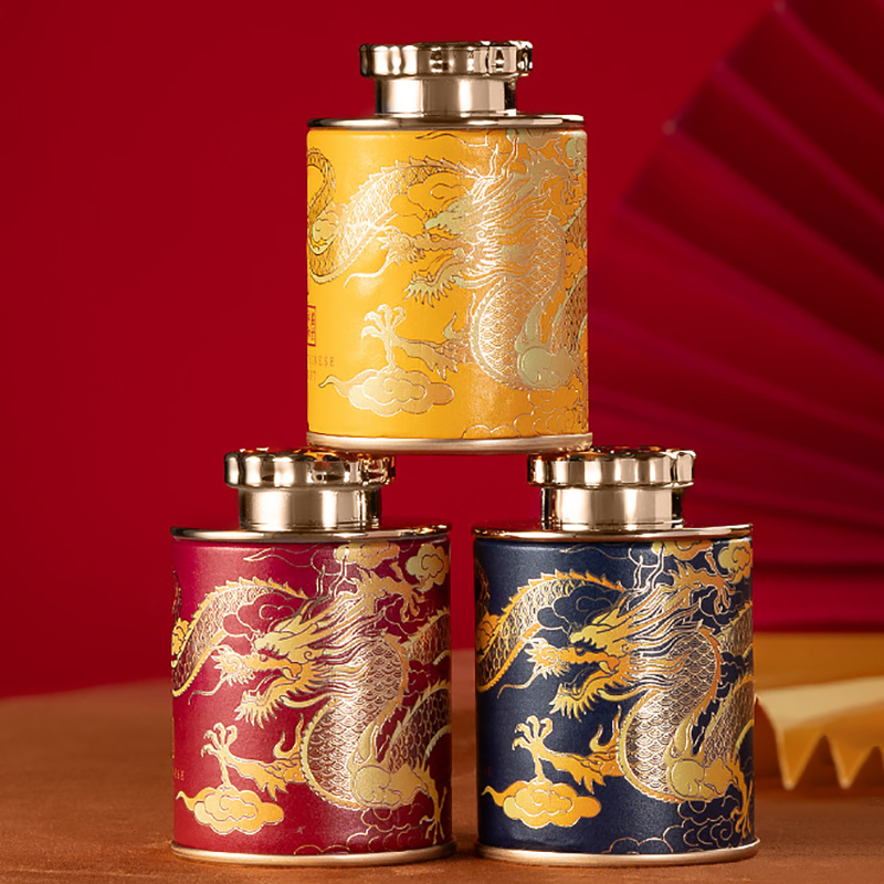 Black Tin Candle - Kaleng Teh Mini Kosong New Dragon,
