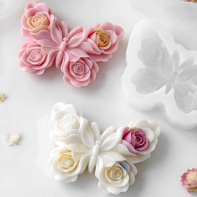 Candle Supplies Shop - Cetakan Silikon Bentuk Kupu-kupu Mawar DIY,