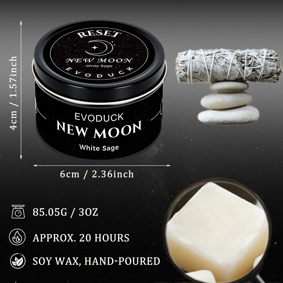 1pc Lilin Aroma Bulan Baru Lil - Black Tin Candle ulasan dan harga