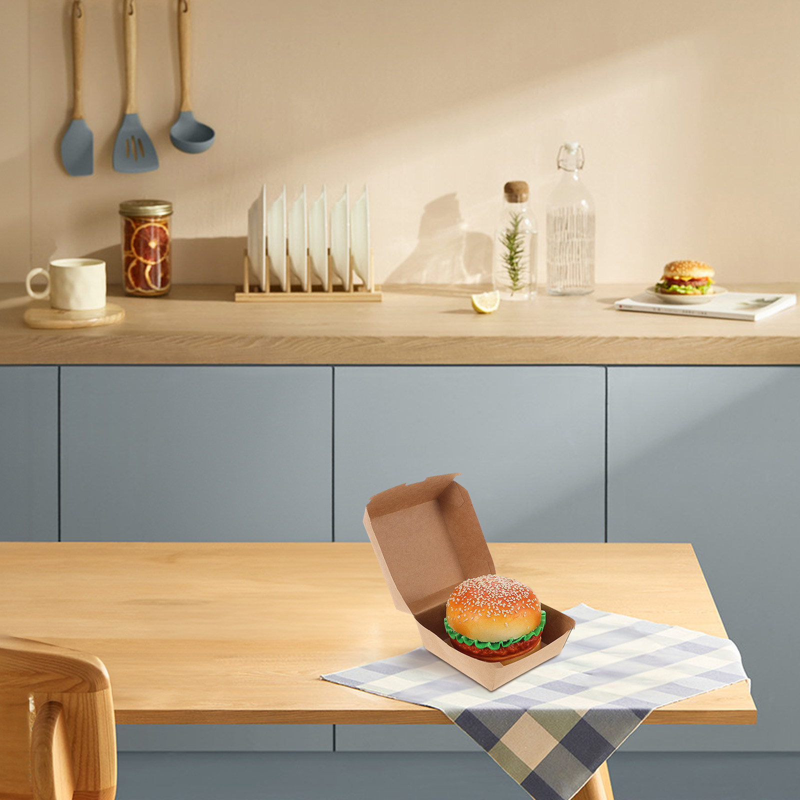 30 Buah Kotak Burger Kertas Kr - Kraft Paper Box ulasan dan harga